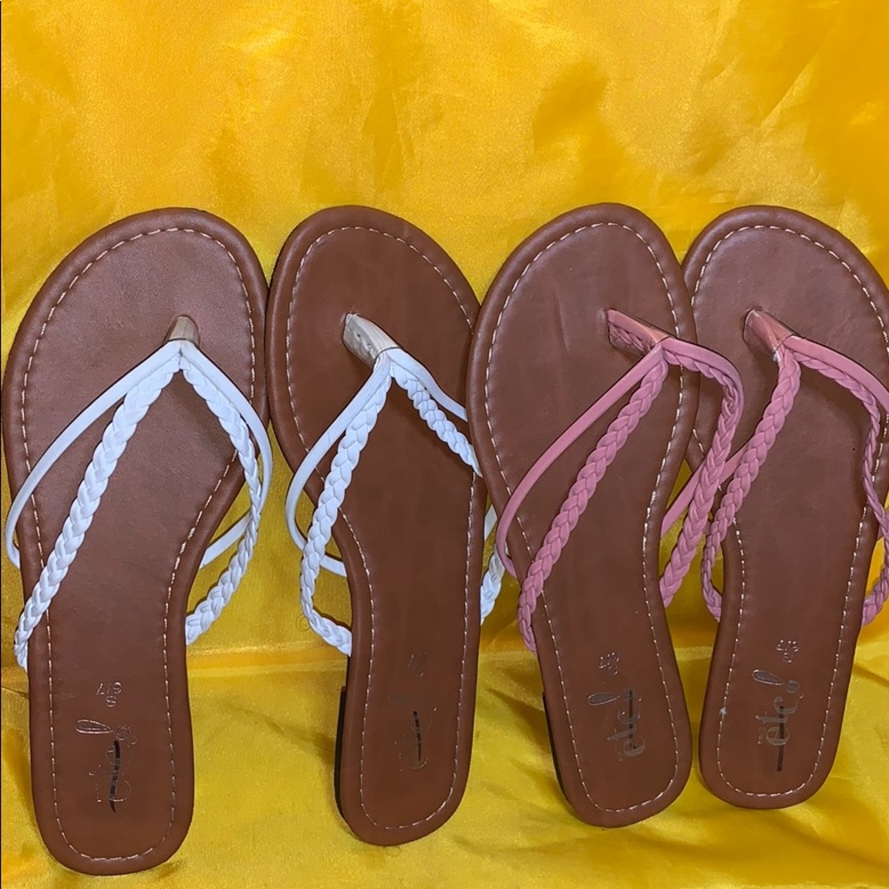 Thong slippers white and pink